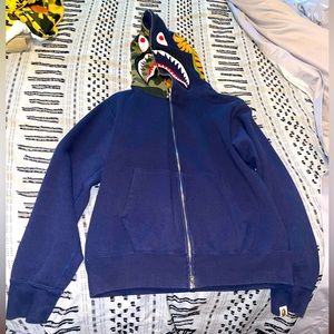 A Bathing Ape Full Zip Shark Hoodie Navy